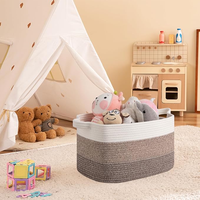 OIAHOMY Woven Storage Basket, Cotton Rope Baskets - Image 2