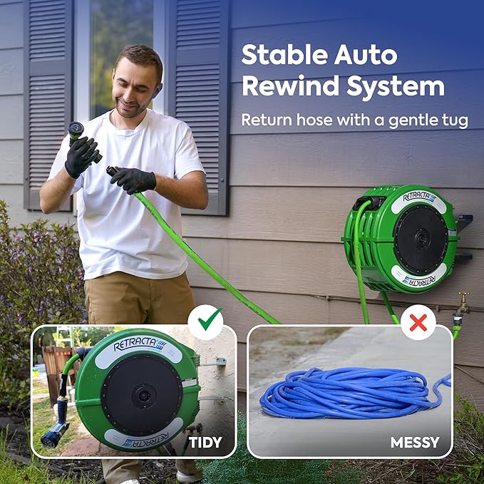 Macnaught Retractable Garden Hose Reel, 60 Ft Water Hose Reel Heavy Duty - Image 6