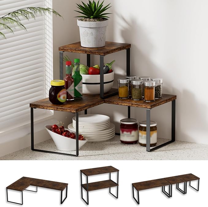 Countertop Shelf, Kitchen Counter Organizer, Adjustable, Stackable | Kitchen by Golener