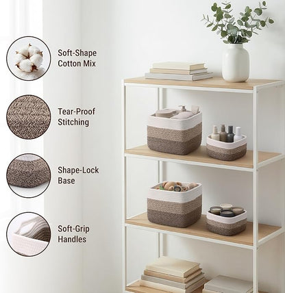 5-Pack Storage Cubes Woven Rope Baskets, 2 Sizes Organizer Bins | Ideal - Image 3
