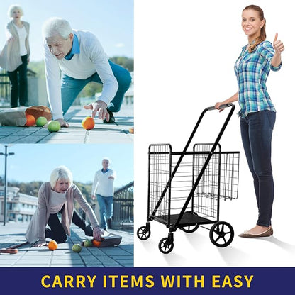 BIEAMA Folding Shopping Cart, 450 Lb Capacity Grocery Cart, Extra Large | Heavy - Image 9