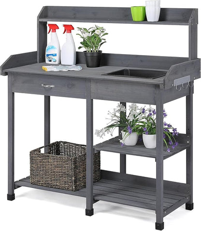 Yaheetech Outdoor Potting Bench Table Potters Benches Garden Workstation by Unknown