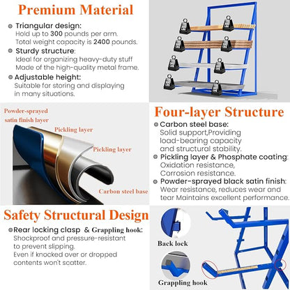 48x16x62'' Heavy Duty 4 Tiers Horizontal Lumber Storage Rack, 2400lbs Load - Image 3
