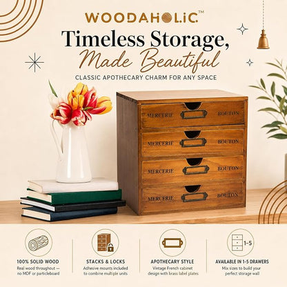 Modular Stackable Apothecary Cabinet 4 Drawer Desk Organizer - Image 9