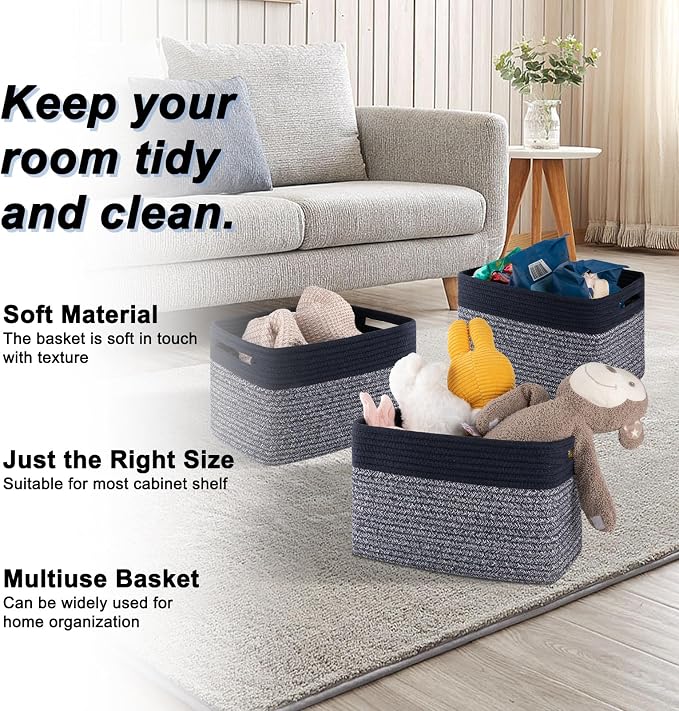 4 Pack Storage Baskets for Organizing, Woven Baskets for Shelves - Image 3