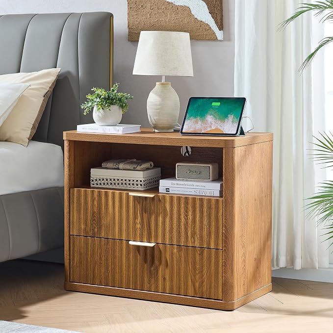 LEYAOYAO 31" Wide Fluted Nightstand Set of 2 - Image 5