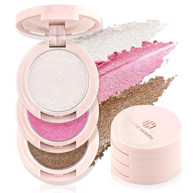 Color Nymph 3-IN-1 Face Palette, Ultra-Smoothy Creamy Blush Highlighter Bronzer by ColorNymph