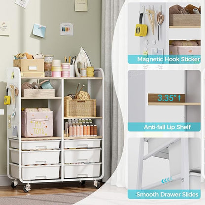 6 Drawers Rolling Storage Cabinet - Image 7