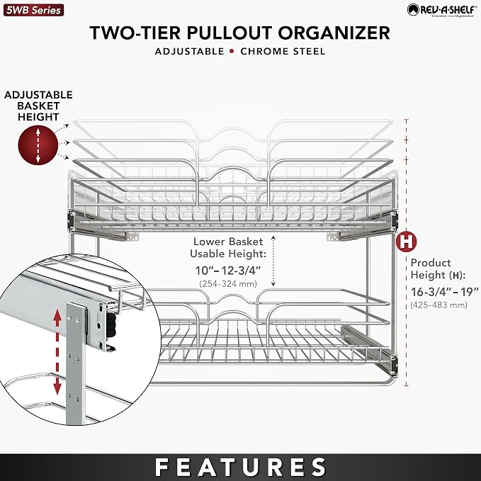 Rev-A-Shelf 2-Tier Kitchen Cabinet Pullout Shelf and Drawer Organizer Slide Out - Image 5