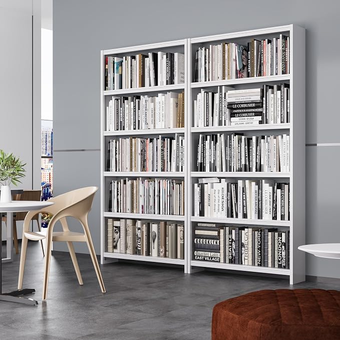 69" Tall Bookcase, 5-Tier Wide Bookshelf, Library Book Case - Image 7