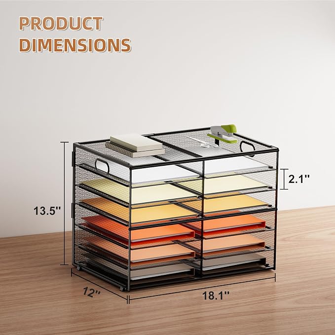 Marbrasse 7 Tier Desktop Literature Organizer, Mesh Paper Organizer Desk - Image 3