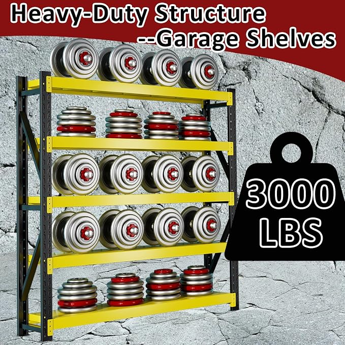 3000LBS Heavy-Duty Garage Shelving, 4-Tier Adjustable Garage Shelving Units - Image 5
