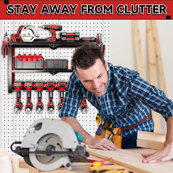 Power Tool Organizer Wall Mount, 150Lbs 3 Layer Metal Tool Storage Rack - Image 6