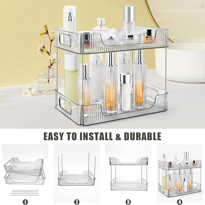 2-Tier Bathroom Counter Organizer Countertop Storage, Dresser Organizer Vanity - Image 4