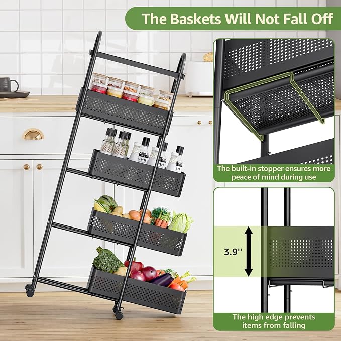 KINGRACK 5-Tier Slim Storage Cart - Image 5