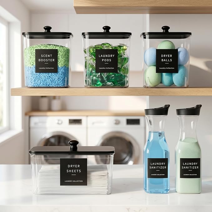 4+2 Pack Laundry Pods Containers & Dryer Sheet Holder & Laundry Detergent - Image 2