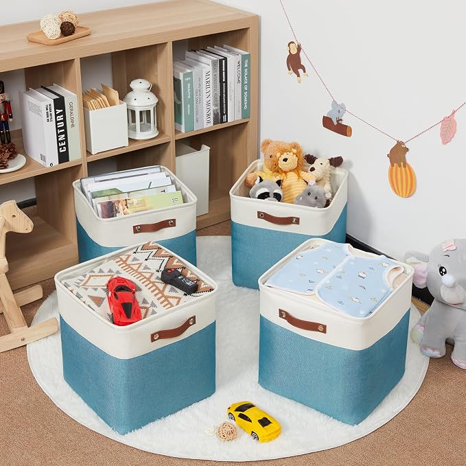 HNZIGE Fabric Storage Cubes Baskets, 13 Inch Cube Storage Bins - Image 3