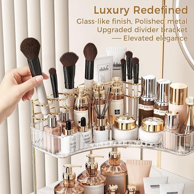 BEFSOP Corner Bathroom Counter Organizer, Upgraded 3-Tier Makeup Organizer - Image 4