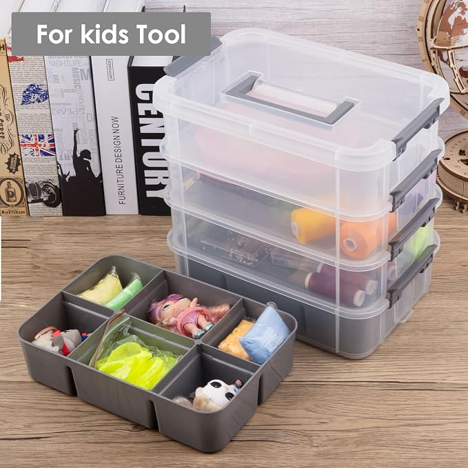 CraftGenes Craft Organizers and Storage, 4-Tier 10 Qt Box, 2 Trays, Scrapbook - Image 8