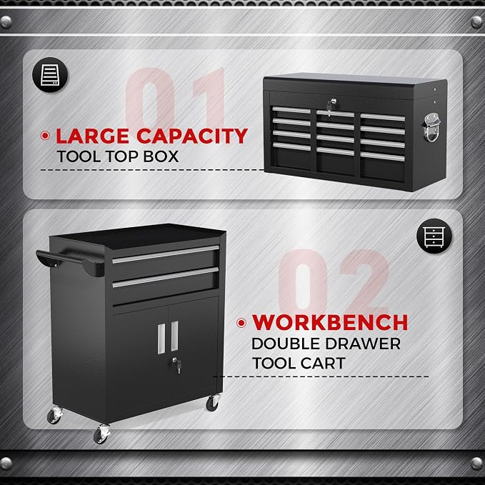 INTERGREAT 8-Drawers Rolling Tool Chest, Assembled Tool Chest - Image 5