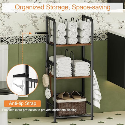Snughome Towel Rack Free Standing 3-Tier M-Shaped Detachable Dividers, Metal - Image 4