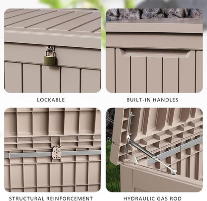 120 GallonOutdoor Storage Box, Resin Deck Boxes Waterproof, IndoorOutdoor Bin - Image 6