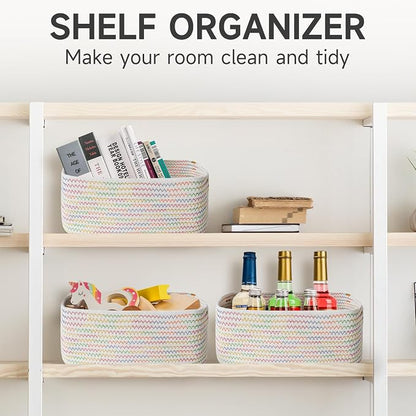 3-Pcs Shelf Baskets for Organizing, Closet Organizer Bins, Small Woven Baskets - Image 9
