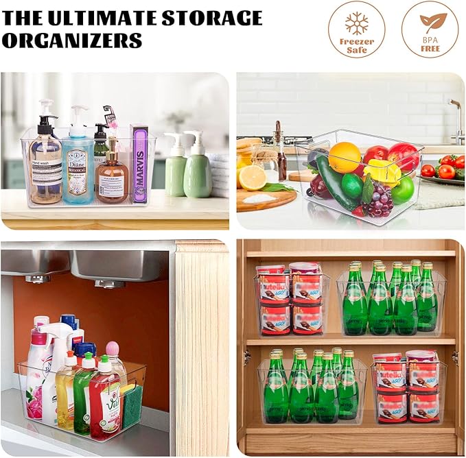 Clear Plastic Storage Bins-6 Pack Large Pantry Organizers and Storage Containers - Image 6