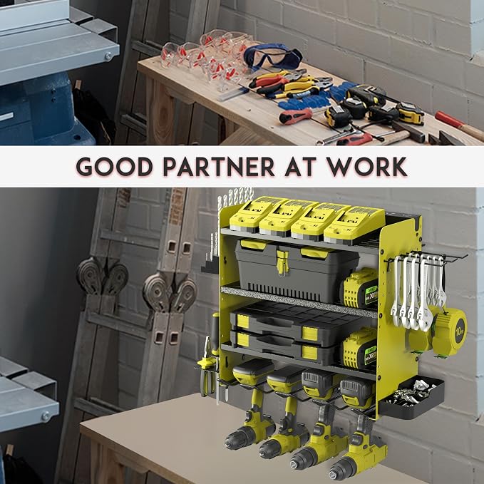 Power Tool Organizer with Charging Station, 4 Layers Drill Holder Wall Mount - Image 7