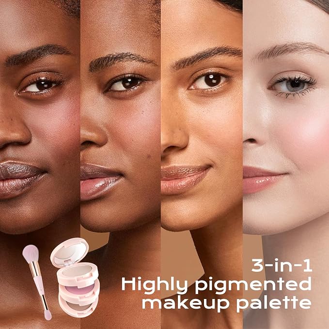 Color Nymph 3 Colors Contour Blush Highlighter Makeup Palette, Travel Size Make - Image 8