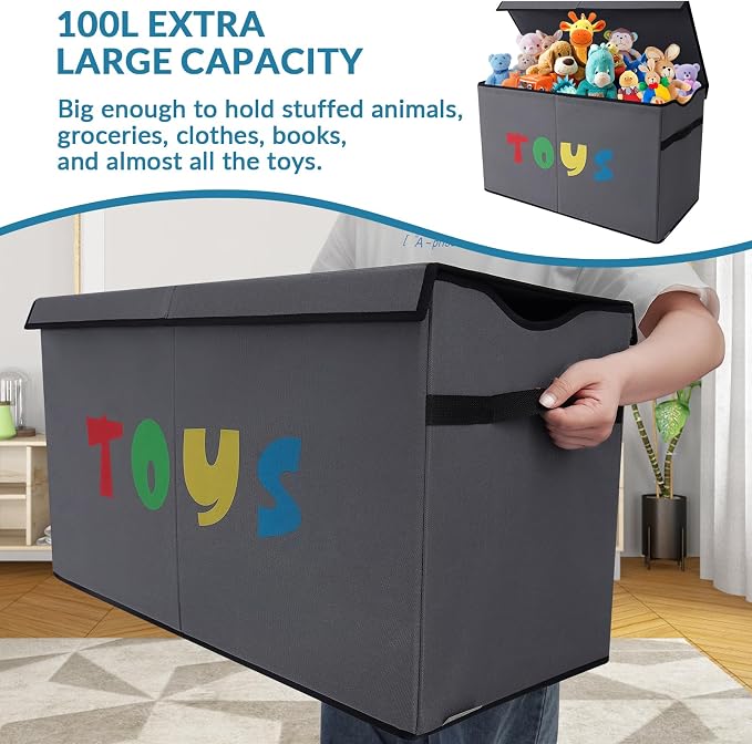 YOLOXO Toy Box Chest, Collapsible Sturdy Storage Bins - Image 2