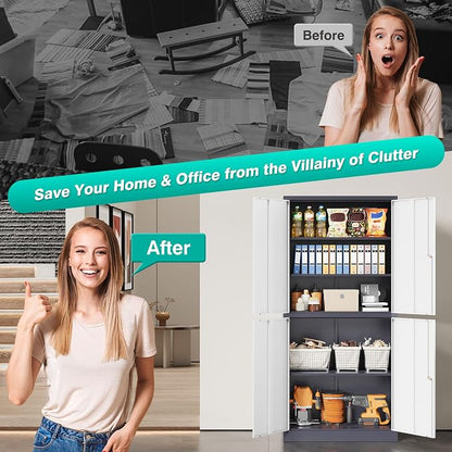 Metal Storage Cabinets with Doors and Shelves, Tall Storage Cabinets with Lock - Image 9