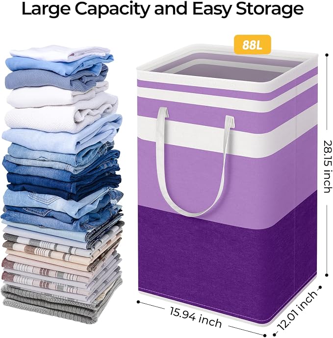 HomeHacks 2 Pack Large Laundry Baskets, Waterproof, Freestanding Laundry Hampers - Image 4