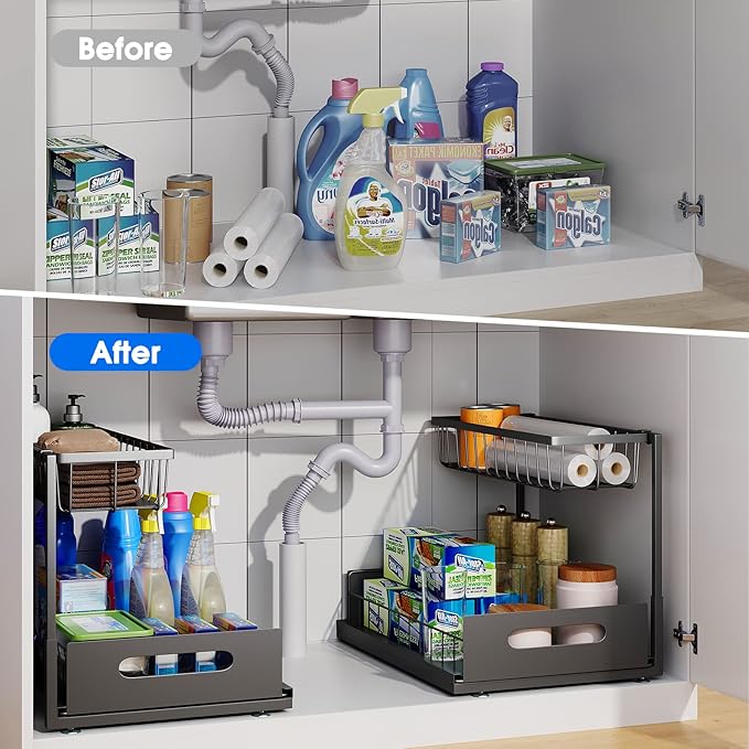2 Pack Under Sink Organizer, 2 Tier Under Sink Organizers and Storage - Image 3