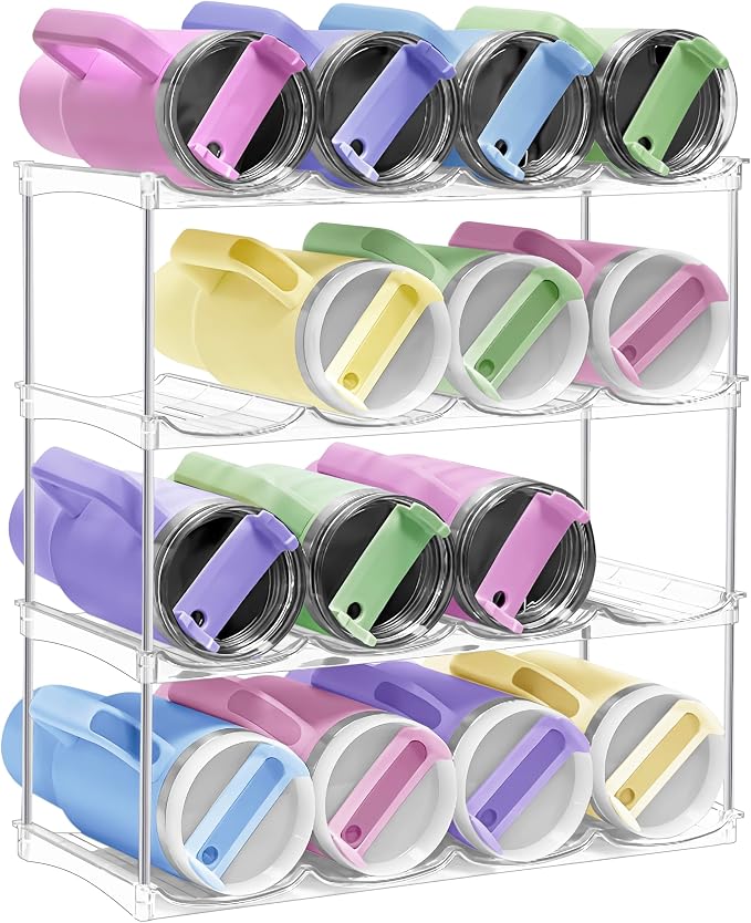 Water Bottle Organizer-Stackable Bottle Storage Rack, Water Bottle Holder by Spaclear