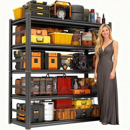 72'' Garage Storage Shelves, 5 tier Shelving Unit Metal, Adjustable, by Beaunatixx