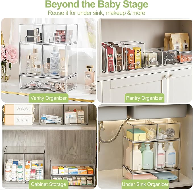 Bottle Storage Organizer Baby: Clear Stackable Storage Drawers, Acrylic Bottles - Image 4