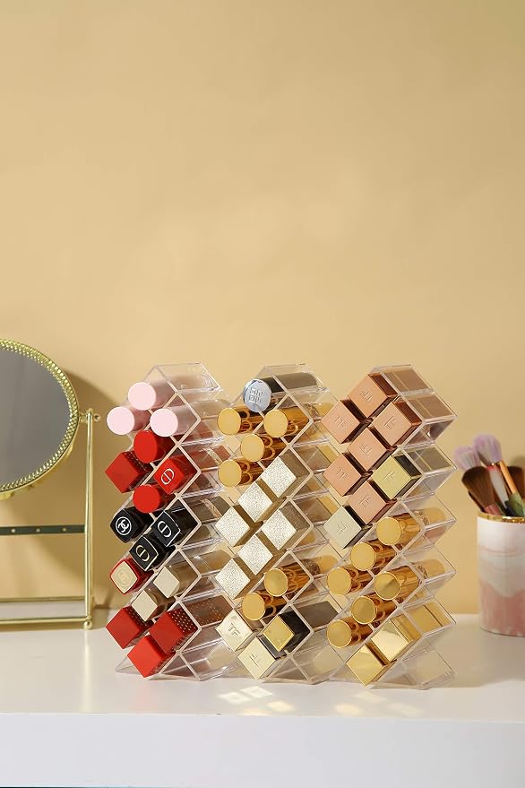 Lipstick Holder Organizer 16 Spaces Acrylic Stackable Fish Shape Lipstick Tower - Image 6