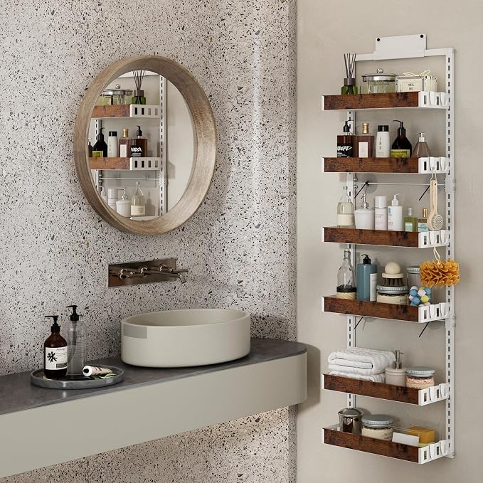 bukfen Over the Door Pantry Organizer, 6-Tier Adjustable Wooden Basket Kitchen - Image 8