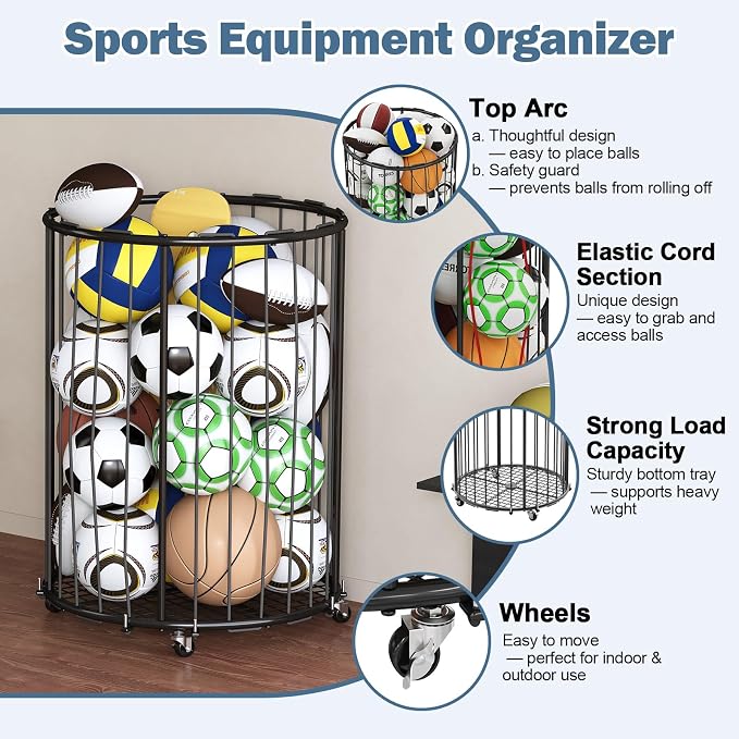 Garage Ball Storage: Round Sports Equipment Organizer - Image 5