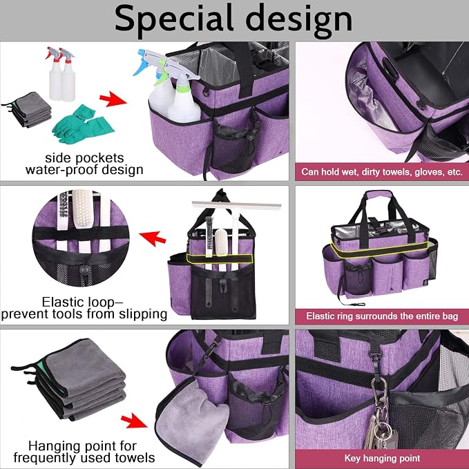 Large Cleaning Caddy Bag Built-in Sturdy Support Board, Cleaning Organizer - Image 4