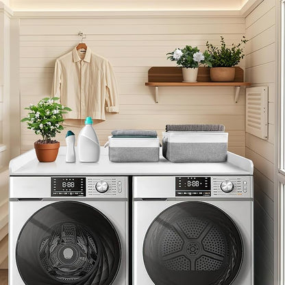Washer Dryer Countertop with 2 Pack Storage Baskets, Wood Washer and Dryer - Image 2