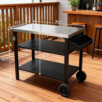 Endark Grill Cart, Grill Table, Outdoor Kitchen Rolling Dining Table, Outdoor - Image 3