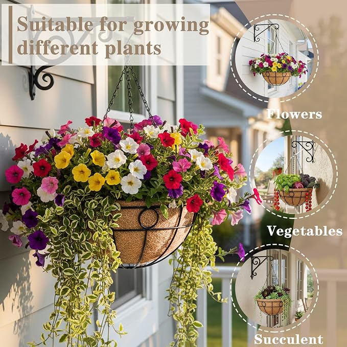 EIMQUVW Outdoor Hanging Planter Set Durable Hanging Baskets - Image 3