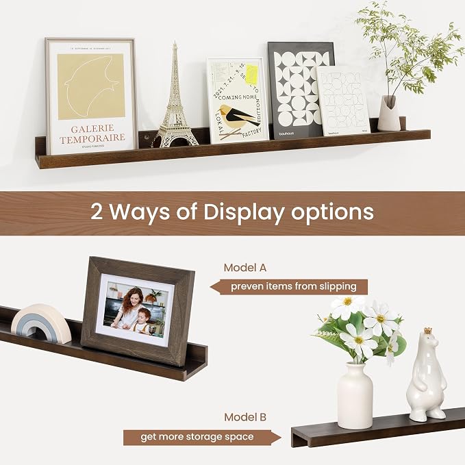 Picture Ledge Shelf, Floating Shelves Set of 2, 32 Inches Solid Wood Nursery - Image 6