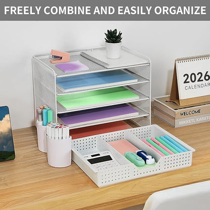 LEKETREE Desk Organizer and Accessories, 5-Tier Paper Letter Tray Organizer - Image 7