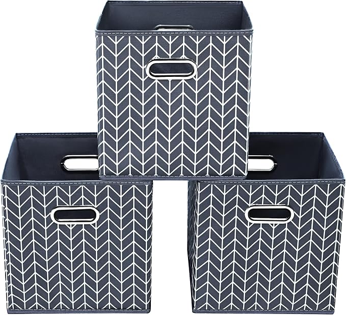 11 Inch Cube Storage Bins, Fabric Cube Organizer Bins by Yunkeeper