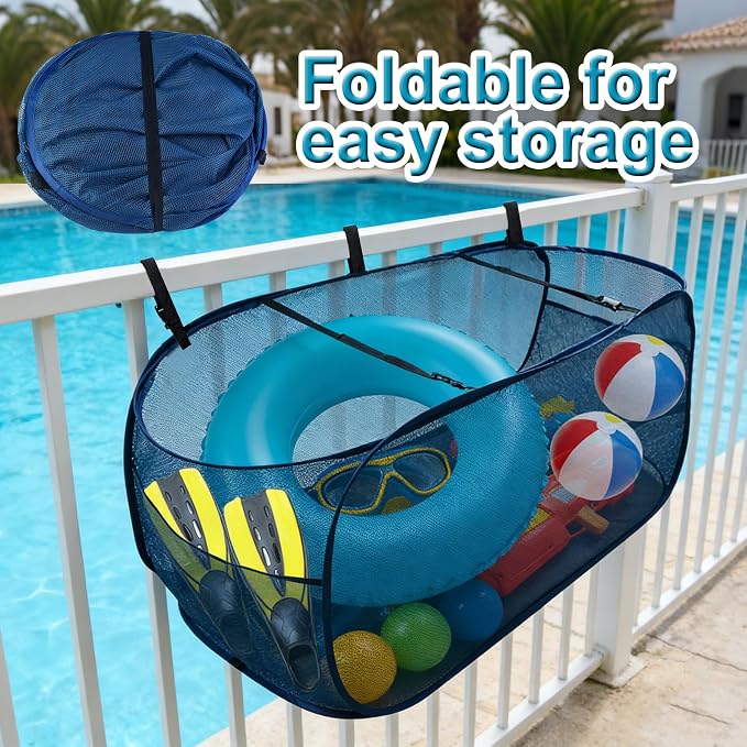 Pop-Up Pool Float Storage Bag, 47x23.6x23.6inch Hanging Mesh Organizer - Image 6