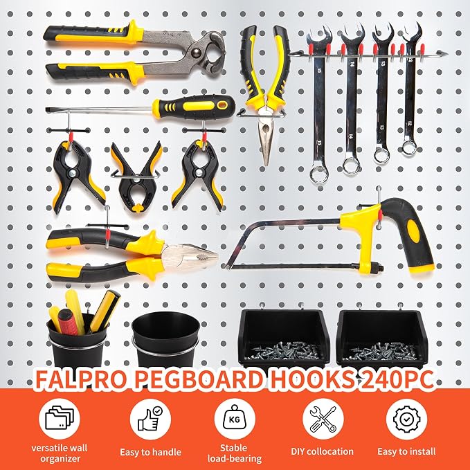 240PCS Pegboard Hooks Assortment, Pegboard Accessories Organizer Kit - Image 8