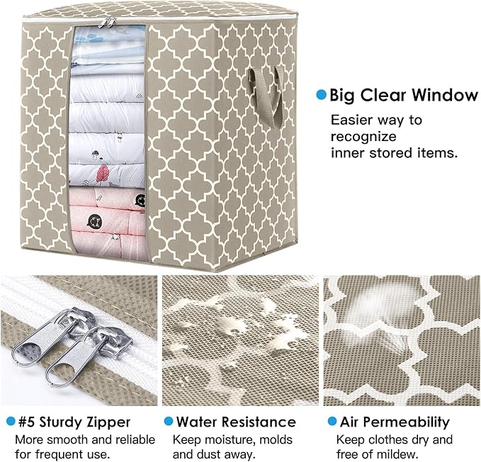 WISELIFE Storage Bags 4 Pack/100L Large Blanket Clothes Organization and - Image 2
